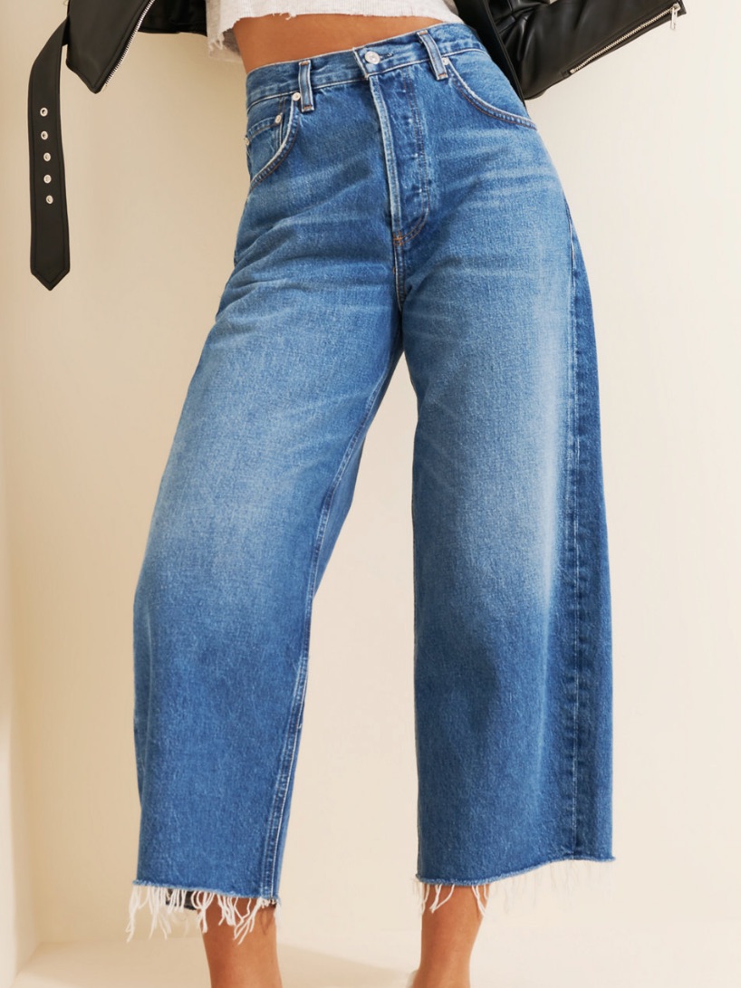 Citizens Of Humanity Ayla Raw Hem Wide-Leg Crop Jeans